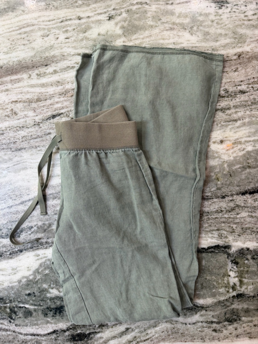 ALLOY Olive Green 100% Linen Pants with Drawstring Waist, Medium